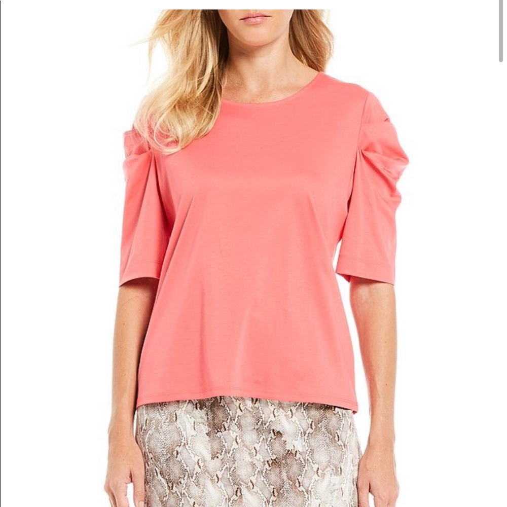 Terra Cota Puff Sleeve Cotton Knit Top